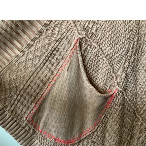 Free People All Washed Out Asymmetrical Cardigan Sand Tan Pink Sz S - Picture 5 of 6